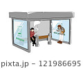 喫煙所を利用する人々のイラスト 121986695