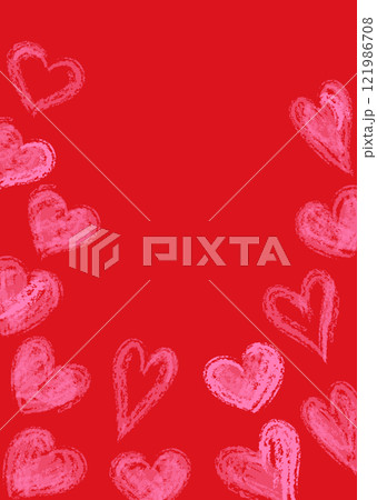 クレヨンで描いたようなハートの背景 クレヨンで描いたようなハートの背景 121986708