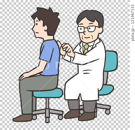 背中を打診する医者のイラスト素材 [121987133] - PIXTA