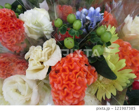 カラフルな切り花のアップ 121987385