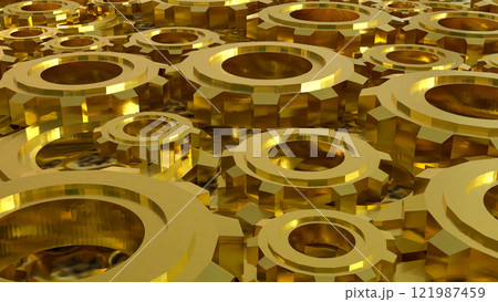 The Gold Gear for engine or Background concept 3d rendering. 121987459