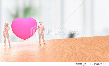 The Man woman and Heart for Love or Valentine concept 3d rendering. The Man woman and Heart for Love or Valentine concept 3d rendering. 121987466