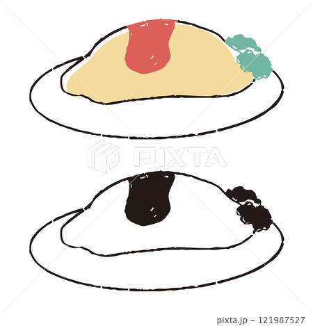 ペンで描いた風オムライス 121987527