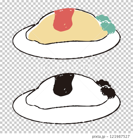 ペンで描いた風オムライス 121987527