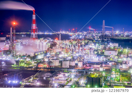 三重県 四日市 ポートビル工場夜景 三重県 四日市 ポートビル工場夜景 121987970