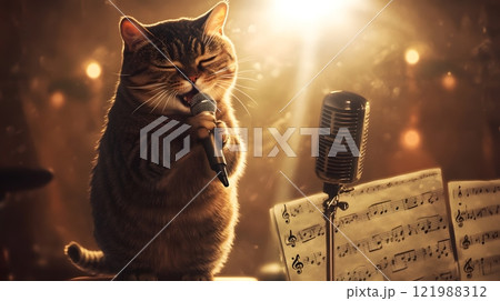 歌う猫と楽譜 121988312
