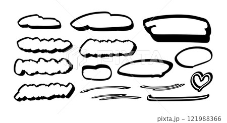 手描きのもこもこ装飾枠 ポップな見出し イラスト 手描きのもこもこ装飾枠 ポップな見出し イラスト 121988366