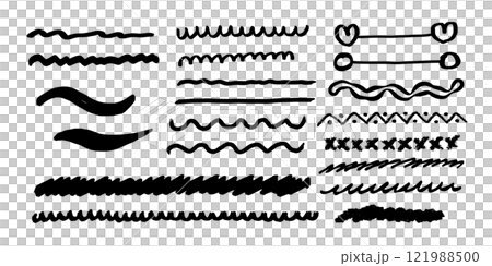手描きのギザギザ線 波線 セット 手描きのギザギザ線 波線 セット 121988500