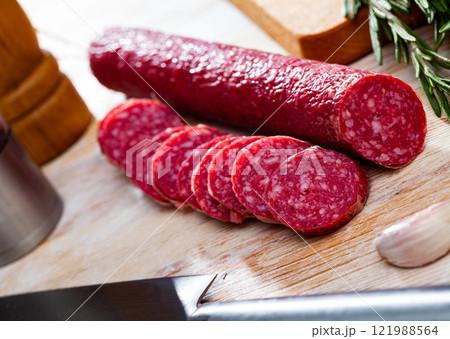 Sliced dry cured sausage Fuet Nobleza Sliced dry cured sausage Fuet Nobleza 121988564