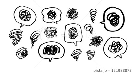 手描きのもやもや 吹き出し セット 手描きのもやもや 吹き出し セット 121988872
