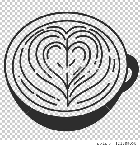 Latte Art Valentines day Hand drawn doodle line art illustration love elements greeting card decoration Latte Art Valentines day Hand drawn doodle line art illustration love elements greeting card decoration 121989059