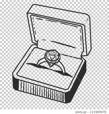 Wedding Ring Valentines day Hand drawn doodle line art illustration love elements greeting card decoration  121989076
