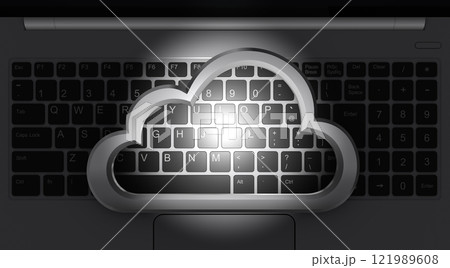 クラウドアイコンとノートパソコン、クラウドコンピューティングのイメージ 121989608