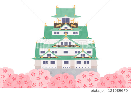 桜に包まれた春の大阪城 121989670