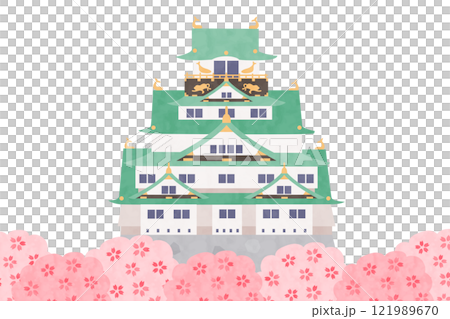 桜に包まれた春の大阪城 121989670