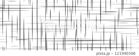 Black cross hatch seamless texture. Repeated straight scratch line pattern surface. Rough sackcloth fabric background. Crosshatch linen canvas burlap overlay wallpaper. Vector textile backdrop Black cross hatch seamless texture. Repeated straight scratch line pattern surface. Rough sackcloth fabric background. Crosshatch linen canvas burlap overlay wallpaper. Vector textile backdrop 121990306