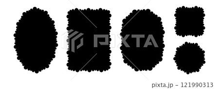Different wave edge frame collection. Jagged scalloped border element set. Black wavy undulate graphic design templates for decoration, banner, poster, sticker, badge. Vector vintage bundle Different wave edge frame collection. Jagged scalloped border element set. Black wavy undulate graphic design templates for decoration, banner, poster, sticker, badge. Vector vintage bundle 121990313