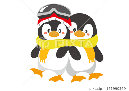 かわいい仲良しペンギンのイラストのイラスト素材 [121990369] - PIXTA