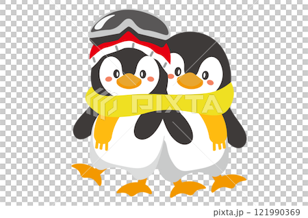 可愛友善的企鵝的插圖 121990369