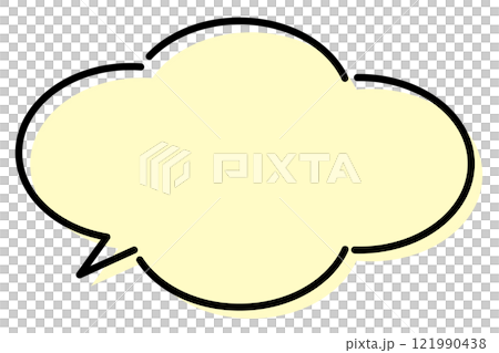 語音氣泡向量蓬鬆雲黑邊黃色 語音氣泡向量蓬鬆雲黑邊黃色 121990438