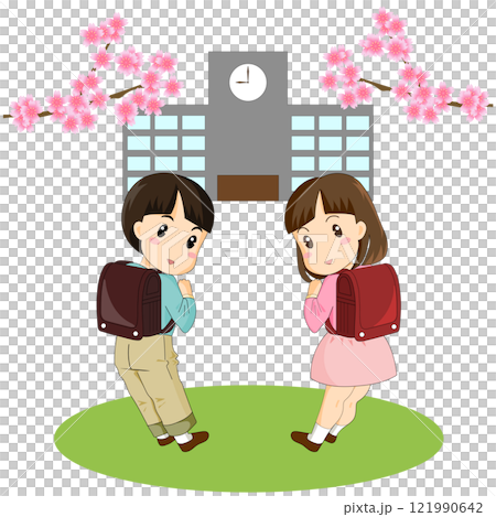 友達と登校　主線あり 121990642