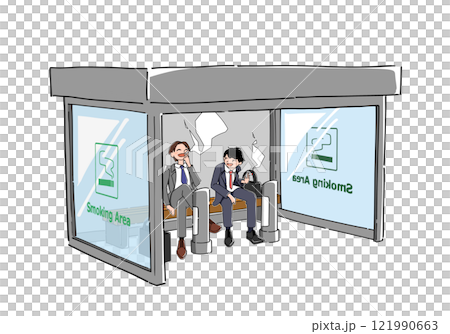 上班族在吸菸區聊天插畫 121990663