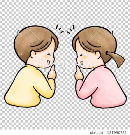 内緒話をして笑っている子供のイラスト 内緒話をして笑っている子供のイラスト 121990723