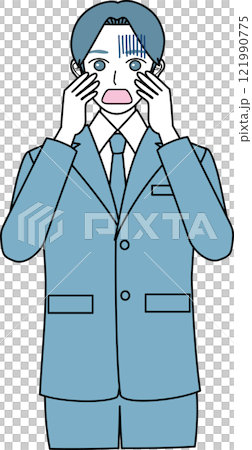 A man in a suit turns pale in frustration 121990775