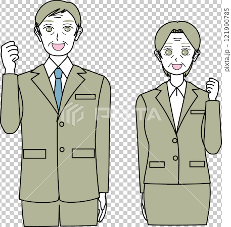 穿著西裝的老年男女看起來精力充沛 121990785