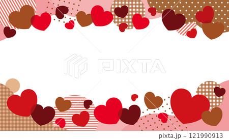 かわいいハートとパターンのバナーフレーム/バレンタインカラー かわいいハートとパターンのバナーフレーム/バレンタインカラー 121990913