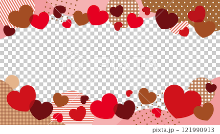かわいいハートとパターンのバナーフレーム/バレンタインカラー かわいいハートとパターンのバナーフレーム/バレンタインカラー 121990913