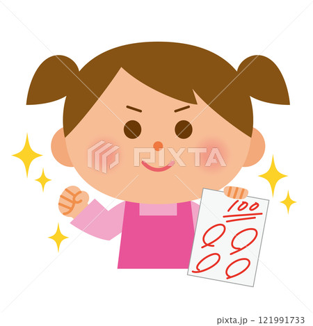 100点をとった子供 100点をとった子供 121991733