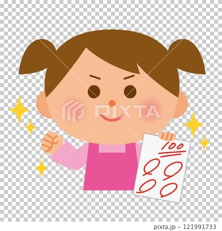 100点をとった子供 100点をとった子供 121991733