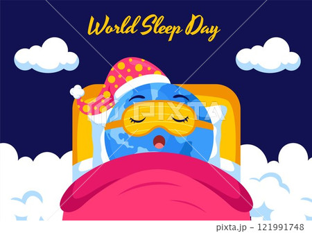 World Sleep Day Social Media Design with Flat Cartoon Social Media Background World Sleep Day Social Media Design with Flat Cartoon Social Media Background 121991748