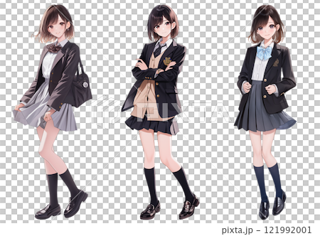 女子高生 ブレザー 背景透過 女子高生 ブレザー 背景透過 121992001