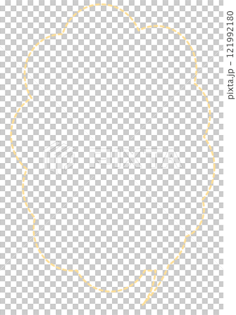 黄色の雲型の縦長ふきだし 121992180