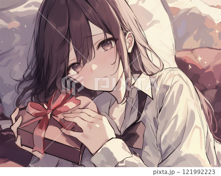 【プリント＆加筆作品】チョコレートDis娘-バレンタイン嫌いな女の子-【アート】 バレンタインデーに手作りチョコを渡す女性のイラストのイラスト