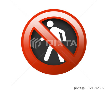 Pedestrian symbol with red circle restricted icon Pedestrian symbol with red circle restricted icon 121992397