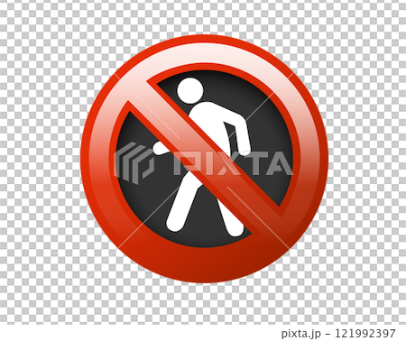 Pedestrian symbol with red circle restricted icon Pedestrian symbol with red circle restricted icon 121992397