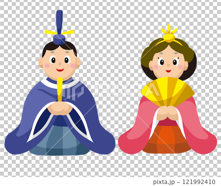 お内裏様とお雛様　ひな祭り　ひな人形　A　(手描きのゆるいイラスト) 121992410