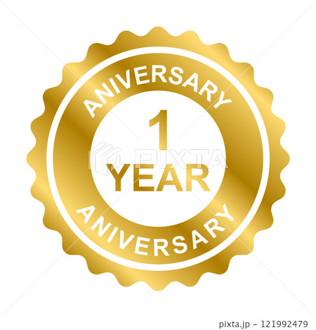 1 year anniversary gold icon vector for graphic design, logo, website, social media, mobile app, UI illustration 121992479