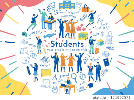 学校生活楽しむ生徒たち 121992571