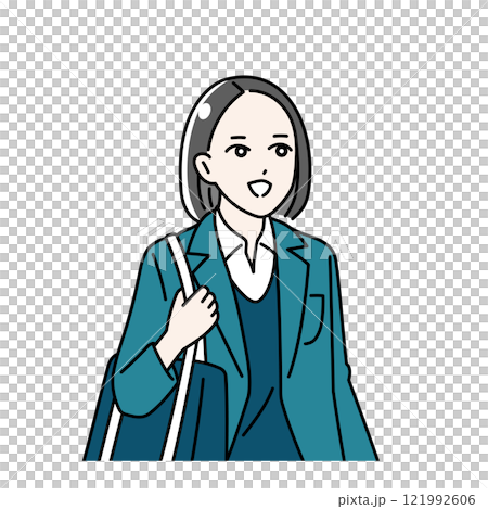 登下校をする鞄を持っている女子学生のイラスト 登下校をする鞄を持っている女子学生のイラスト 121992606