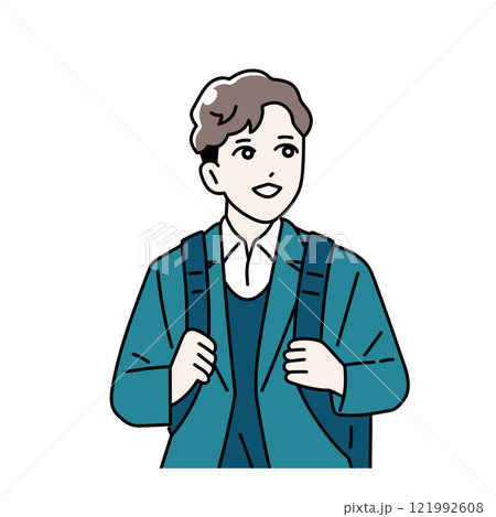 登下校をする鞄を持っている男子学生のイラスト 121992608