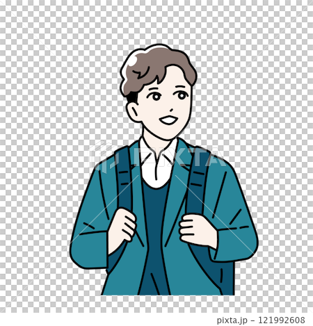 登下校をする鞄を持っている男子学生のイラスト 121992608