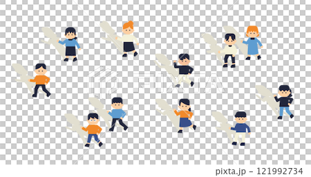 Simple character illustration set | People walking (white background) 121992734