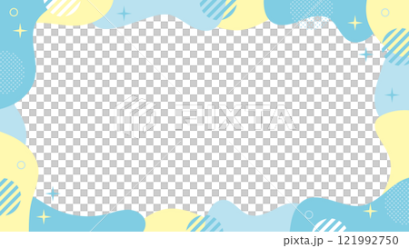 抽象的　幾何学　フレーム 　水色　黄色　キラキラ　水玉	 121992750