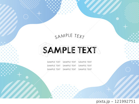 抽象的　波　青　水色　キラキラ　水玉　フレーム	 121992751