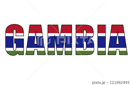 Gambia text with national flag background 121992995