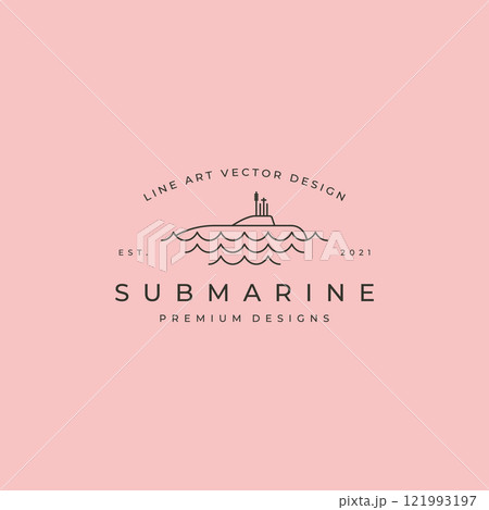 submarine underwater and wave line art logo vector symbol illustration design submarine underwater and wave line art logo vector symbol illustration design 121993197
